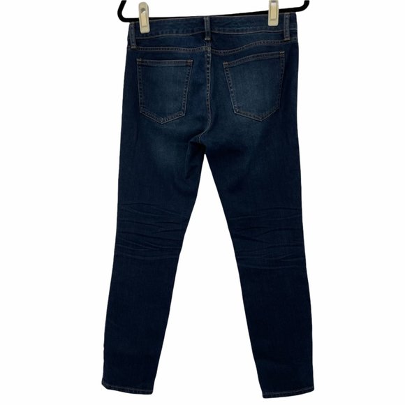 Gap 1969 ALWAYS SKINNY Dark Wash Size 27 Regular Jeans Distressed Womens Midrise - Picture 2 of 6